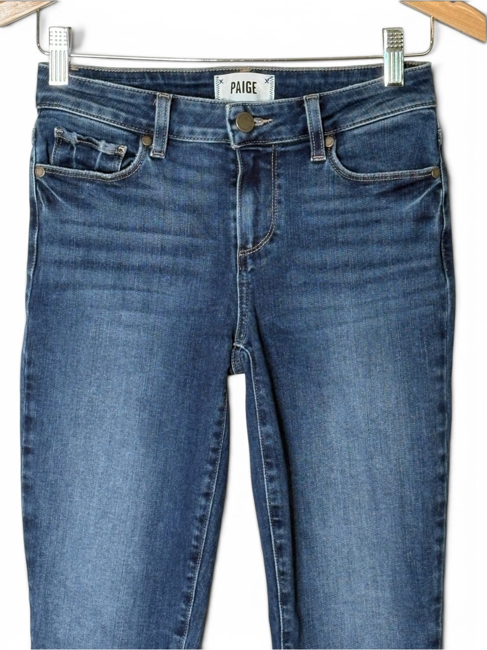 PAIGE Skyline Ankle Peg Ackley Distressed Raw Hem Jeans Size 26 - Picture 2 of 11